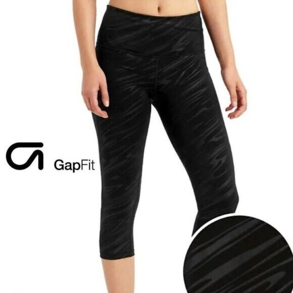 GAPFIT GFast Liquid‎ Shine Cropped Leggings Activewear Workout Pants - Picture 1 of 6